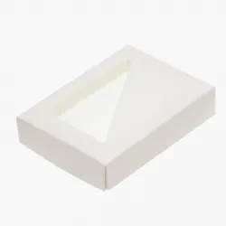 6 Choc Shiny White Folding Lid with Triangular Window
